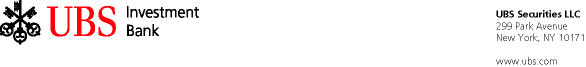 (UBS Letterhead)