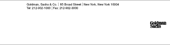 (Goldman Sachs Letterhead)