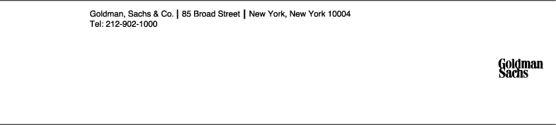 (GOLDMAN SACHS LETTERHEAD)