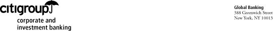 (Citigroup Letterhead)
